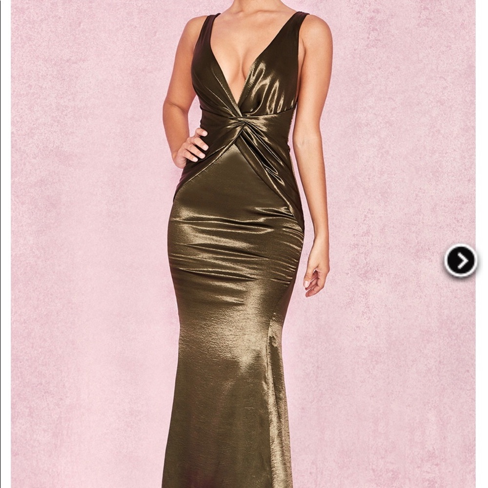 Navy green satin gown